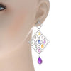 16.73CT DIAMOND & AAA MULTI GEM 18KT WHITE GOLD 3D TEAR DROP HANGING EARRINGS
