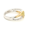 .33CT WHITE FANCY YELLOW DIAMOND 18KT 2 TONE GOLD LEAF CRISS CROSS INFINITY RING