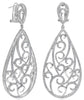 2.43CT DIAMOND 14KT WHITE GOLD 3D OPEN FILIGREE TEAR DROP FUN HANGING EARRINGS