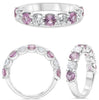 2.28CT DIAMOND & AAA PINK SAPPHIRE 14KT WHITE GOLD 3D ROUND 9 STONE WEDDING RING