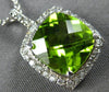 ESTATE 2.20CT DIAMOND & AAA PERIDOT 14KT WHITE GOLD SQUARE HALO FLOATING PENDANT
