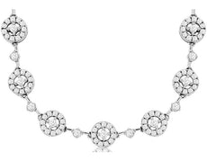 4.60CT DIAMOND 14KT WHITE GOLD 3D ROUND MULTI FLOWER BY THE YARD TENNIS NECKLACE