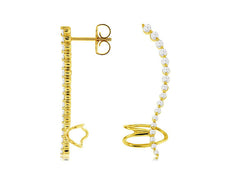 ESTATE .52CT DIAMOND 14K YELLOW GOLD CLASSIC ROUND JOURNEY WAVE EARRING CLIMBERS