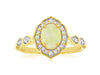 .71CT DIAMOND & AAA OPAL 14KT YELLOW GOLD OVAL & ROUND FILIGREE FLOWER FUN RING