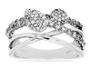 .45CT DIAMOND 14KT WHITE GOLD 3D ROUND CLUSTER CRISS CROSS TEAR DROP LOVE RING