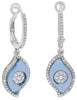 4.44CT DIAMOND & AAA BLUE TOPAZ 14KT WHITE GOLD FLORAL LEAF FUN HANGING EARRINGS