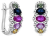 1.91CT DIAMOND & AAA MULTI COLOR SAPPHIRE 14KT WHITE GOLD OVAL & ROUND EARRINGS