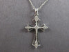 ESTATE .03CT DIAMOND 14KT WHITE GOLD 3D CLASSIC FILIGREE CROSS FLOATING PENDANT