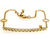 ESTATE .33CT DIAMOND 14KT YELLOW GOLD MULTI FLOWER BAR CIRCLE OF LIFE BRACELET
