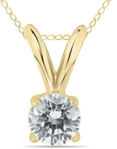 ESTATE .10CT DIAMOND 14KT YELLOW GOLD CLASSIC SOLITAIRE 4 PRONG FLOATING PENDANT