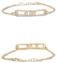.42CT DIAMOND 14KT ROSE GOLD 3D ROUND PAST PRESENT FUTURE FLOTABLE FUN BRACELET
