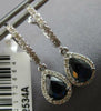 1.76CT DIAMOND & AAA SAPPHIRE 14K WHITE GOLD PEAR SHAPE HUGGIE HANGING EARRINGS