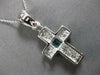 LARGE .66CT DIAMOND & AAA BLUE TOPAZ 14KT WHITE GOLD 3D CROSS FLOATING PENDANT