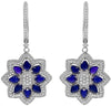 3.89CT DIAMOND & AAA SAPPHIRE 14K WHITE GOLD 3D PEAR SHAPE & ROUND STAR EARRINGS