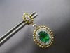 2.06CT DIAMOND & AAA EMERALD 18KT 2 TONE GOLD OVAL & ROUND HALO HANGING EARRINGS