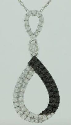 .50CT WHITE & BLACK DIAMOND 14KT WHITE GOLD 2 ROW INFINITY LOVE FLOATING PENDANT