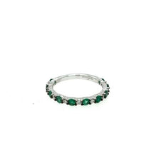 .81CT DIAMOND & AAA EMERALD 18KT WHITE GOLD 3D 3/4TH ETERNITY ANNIVERSARY RING
