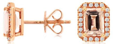 2.0CT DIAMOND & AAA MORGANITE 14KT ROSE GOLD 3D BAGUETTE & ROUND SQUARE EARRINGS