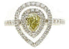 1.38CT WHITE & FANCY YELLOW DIAMOND 18KT 2 TONE GOLD DOUBLE HALO ENGAGEMENT RING