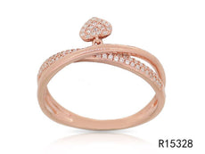 ESTATE .16CT DIAMOND 14K ROSE GOLD ROUND CRISS CROSS X INFINITY HEART LOVE RING