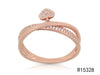 ESTATE .16CT DIAMOND 14K ROSE GOLD ROUND CRISS CROSS X INFINITY HEART LOVE RING