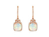 3.22CT DIAMOND & AAA OPAL 14KT ROSE GOLD CUSHION & ROUND CROWN HANGING EARRINGS