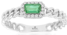 .35CT DIAMOND & AAA EMERALD 14K WHITE GOLD SQUARE HALO KNOT FRIENDSHIP LOVE RING
