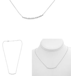 .36CT DIAMOND 14KT WHITE GOLD ROUND & BAGUETTE 3 STONE BY THE YARD BAR NECKLACE