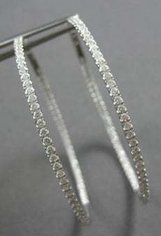 EXTRA LARGE 2.39CT DIAMOND 18KT WHITE GOLD 3D INSIDE OUT HOOP HANGING EARRINGS
