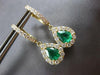 1.95CT DIAMOND & AAA COLUMBIAN EMERALD 14KT YELLOW GOLD 3D HALO HANGING EARRINGS