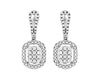 .58CT DIAMOND 14KT WHITE GOLD 3D CLUSTER SQUARE HALO TEAR DROP HANGING EARRINGS