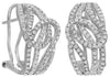 WIDE .77CT DIAMOND 14KT WHITE GOLD MULTI ROW LOVE KNOT CLIP ON HANGING EARRINGS