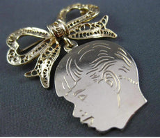 ANTIQUE LARGE 14KT YELLOW GOLD 3D HAPPY BABY BOY FLOATING BROOCH PIN #24311