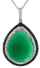 .58CT WHITE & BLACK DIAMOND & AAA GREEN AGATE 14KT WHITE GOLD 3D CLASSIC PENDANT