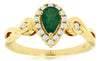 .54CT DIAMOND & AAA EMERALD 14KT YELLOW GOLD PEAR SHAPE ROUND HALO INFINITY RING