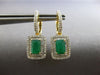 2.2CT DIAMOND & AAA EMERALD 14KT 2 TONE GOLD 3D SQUARE LEVERBACK EARRINGS #28137