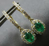 1.39CT DIAMOND & AAA COLUMBIAN EMERALD 14KT YELLOW GOLD 3D OVAL HANGING EARRINGS
