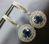 ESTATE WIDE 5.37CT DIAMOND & AAA SAPPHIRE 18K WHITE GOLD FLOWER HANGING EARRINGS