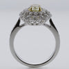1.46CT WHITE & FANCY YELLOW DIAMOND 18K 2 TONE GOLD OVAL FLOWER ENGAGEMENT RING