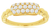 ESTATE .50CT DIAMOND 14KT YELLOW GOLD THREE ROW RECTANGULAR PAVE BEADED FUN RING