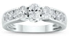 ESTATE 1.5CT DIAMOND 14K WHITE GOLD ROUND & OVAL 3 STONE CHANNEL ENGAGEMENT RING