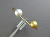 AAA WHITE & GOLDEN SOUTH SEA PEARL 14K YELLOW GOLD FLEXIBLE CUFF BANGLE BRACELET