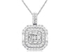 .75CT DIAMOND 14KT WHTE GOLD 3D ROUND & BAGUETTE OCTAGON FUN FLOATING PENDANT