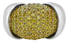 LARGE 4.20CT INTENSE FANCY YELLOW DIAMOND 18KT 2 TONE GOLD 3D PAVE FUN LOVE RING
