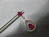 1.50CT DIAMOND & AAA RUBY 14KT WHITE GOLD 3D PEAR SHAPE & ROUND HANGING EARRINGS