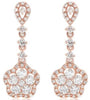 .75CT DIAMOND 14KT ROSE GOLD FLOWER BY THE YARD TEAR DROP FUN HANGING EARRINGS