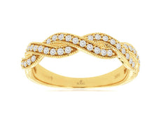 .33CT DIAMOND 14KT WHITE GOLD 3D FILIGREE TWO ROW INFINITY ROPE ANNIVERSARY RING