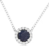 .75CT DIAMOND & AAA SAPPHIRE 14KT WHITE GOLD 3D ROUND CLASSIC HALO LOVE NECKLACE