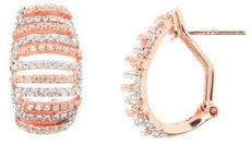 WIDE .86CT DIAMOND 14KT ROSE GOLD 3D CLASSIC MULTI ROW CLIP ON HANGING EARRINGS