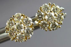 ESTATE .85CT DIAMOND 14KT YELLOW GOLD 3D CLASSIC FLOWER STUD EARRINGS